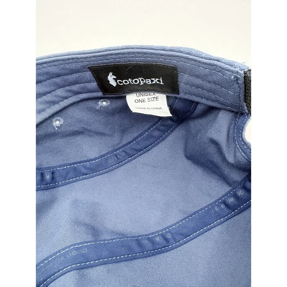Cotopaxi Do Good Hat 5-Panel Cap Strapback Blue White Script Outdoor Hiking